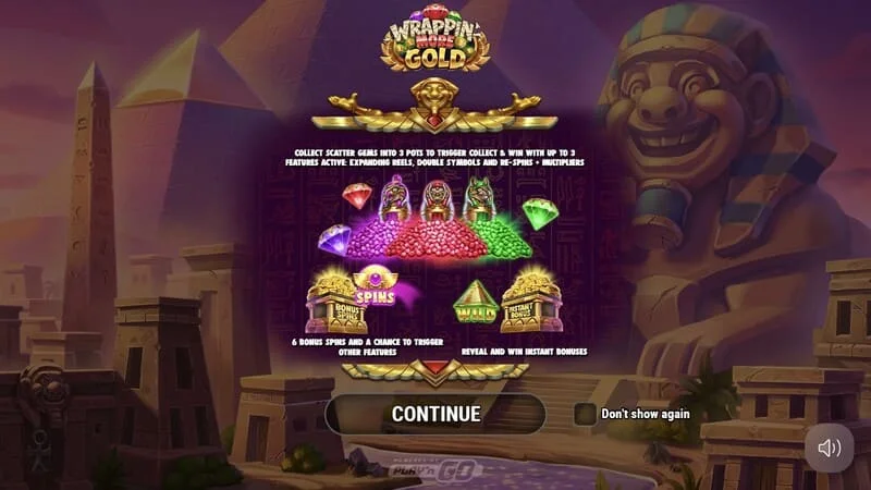 Wrappin' More Gold – galvenā izvēlne ar mūmiju un piramīdām